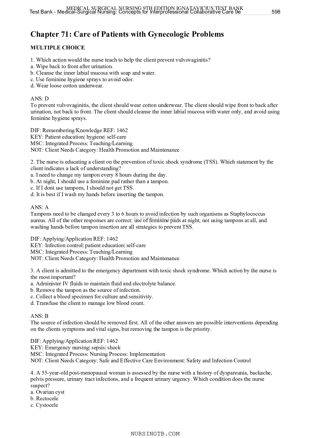 Preview image for Chapter 71: Care of Patients with Gynecologic Problems